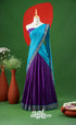 Violet with Sky Blue Semi-Stitched Blended Silk Halfsaree Half Sarees