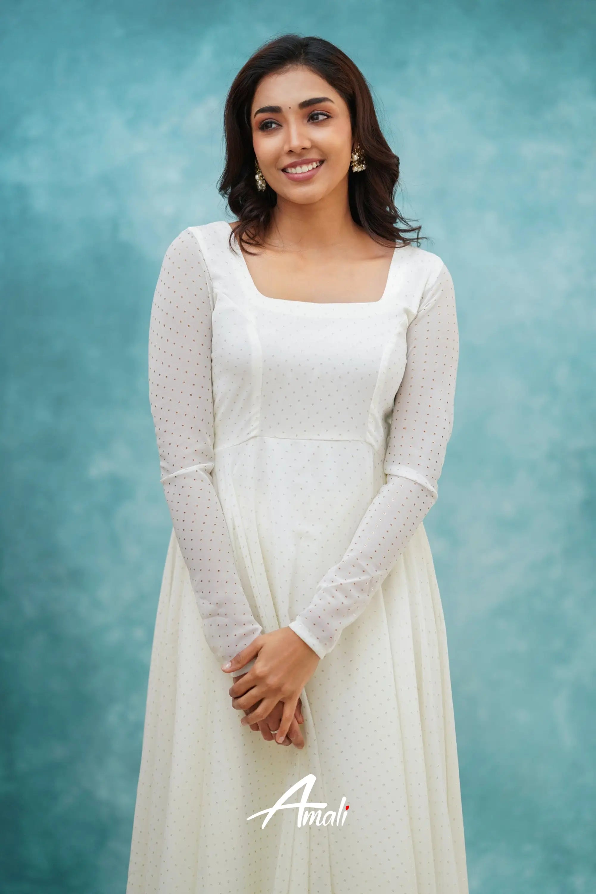 White Georgette Anarkali Anarkalis