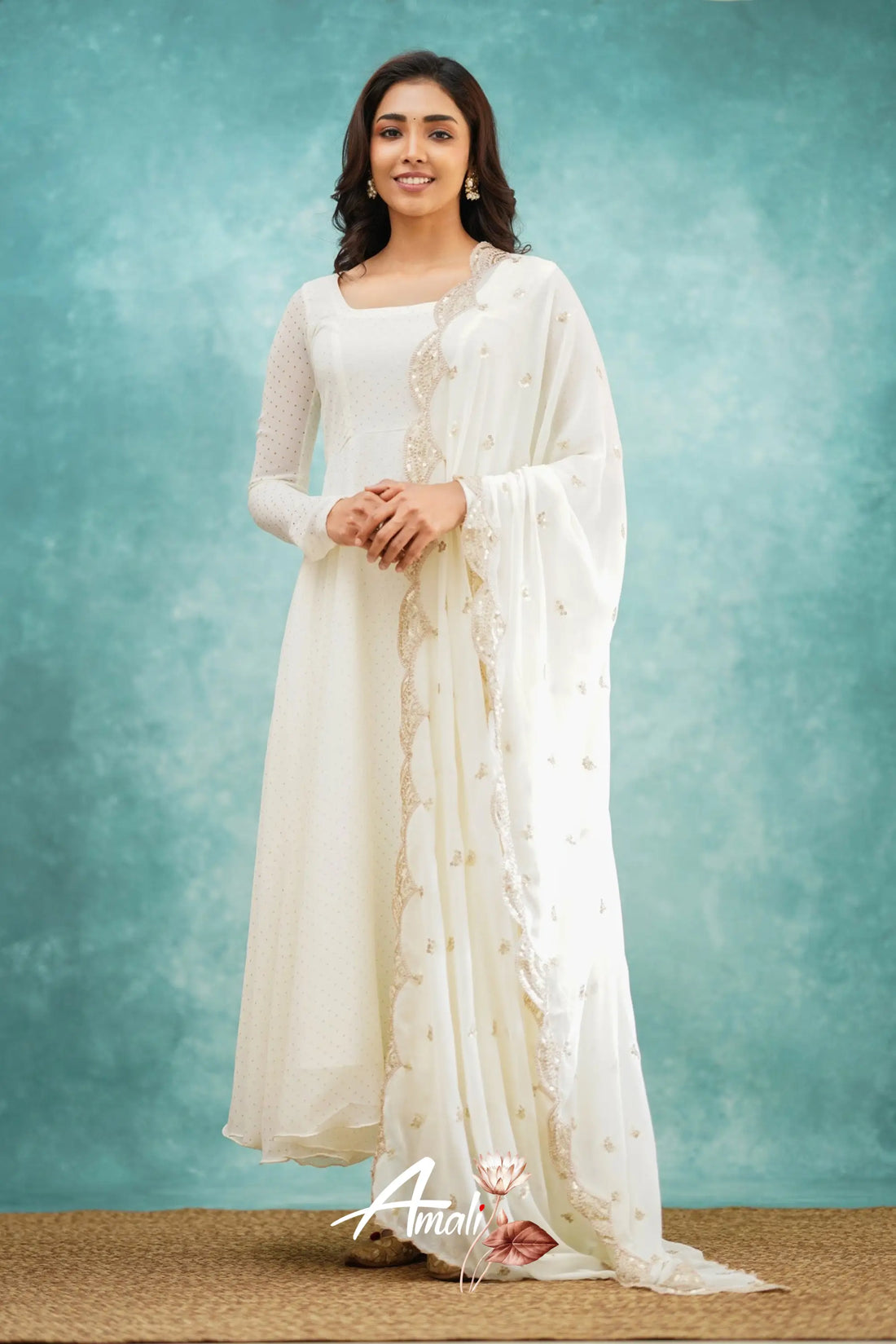 White Georgette Anarkali Anarkalis