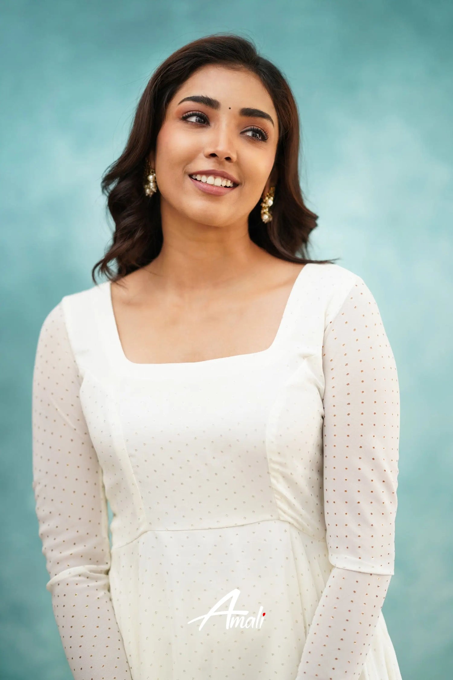 White Georgette Anarkali Anarkalis