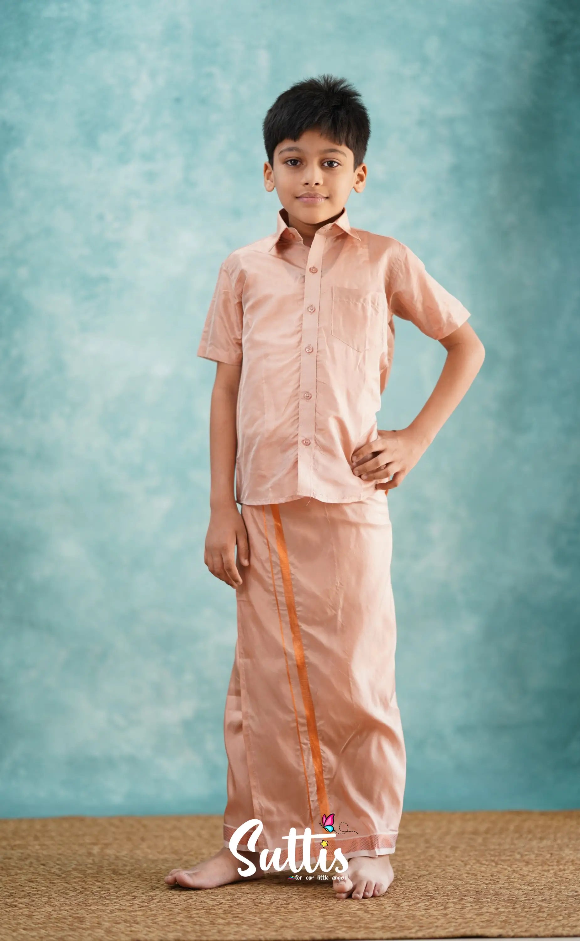 Yazhan - Copper Shade Veshti Sattai Kids-Suttis