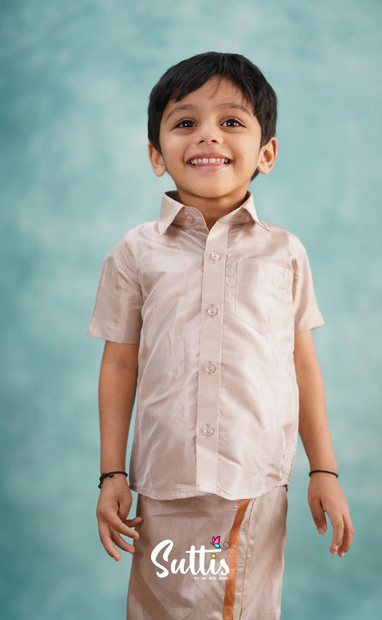 Yazhan - Oyster Grey Shade Veshti Sattai Kids-Suttis