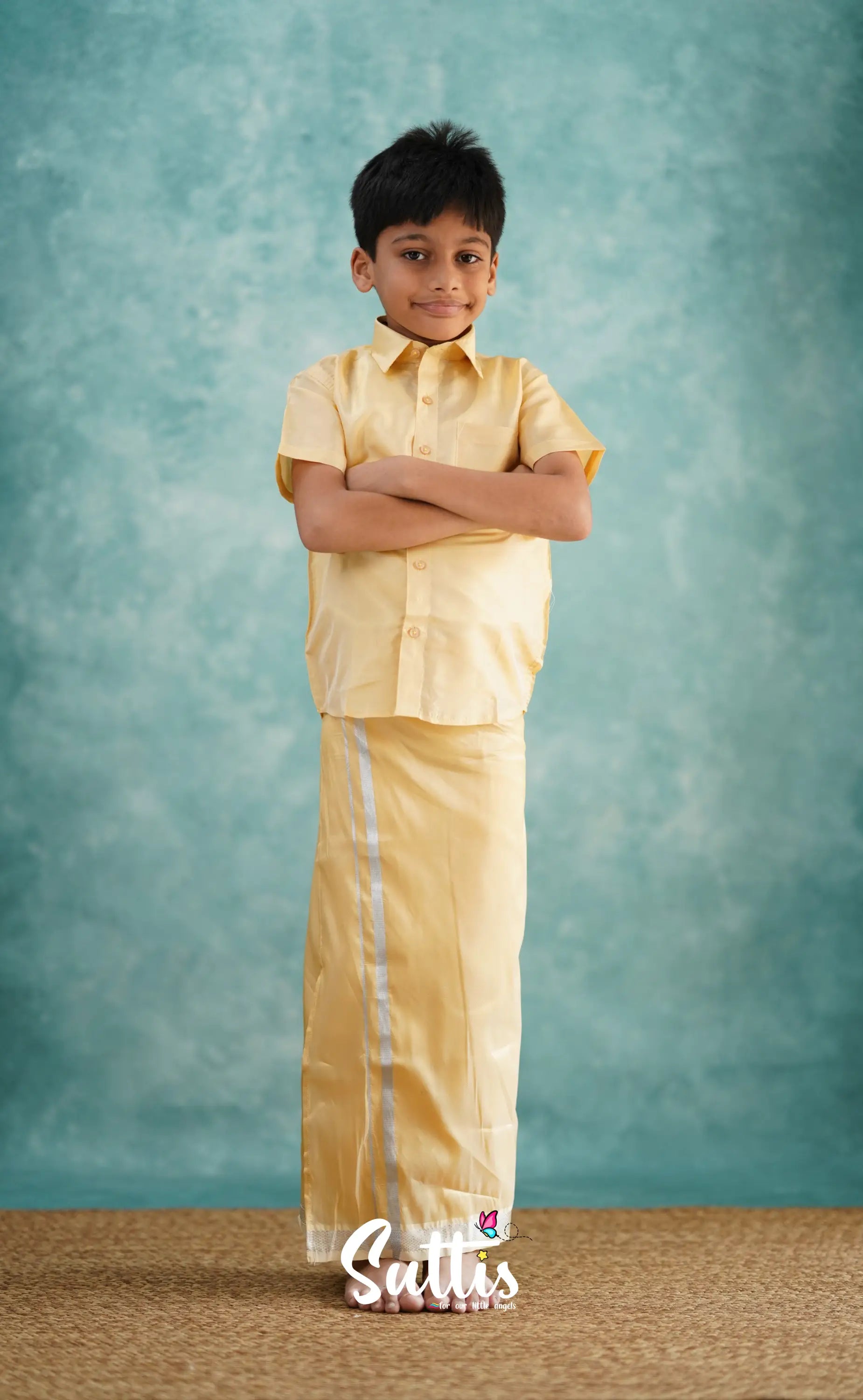 Yazhan - Sandal Shade Veshti Sattai Kids-Suttis