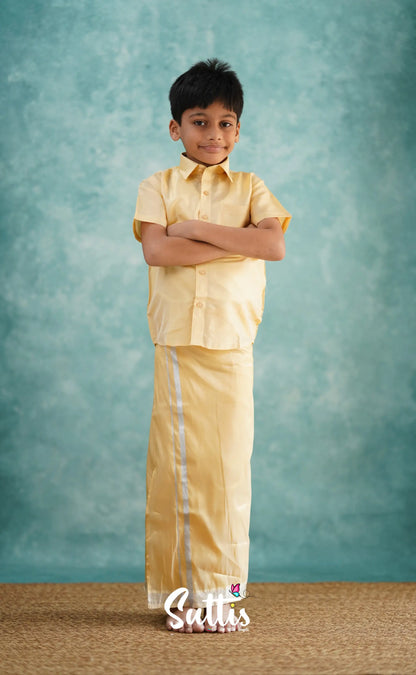 Yazhan - Sandal Shade Veshti Sattai Kids-Suttis