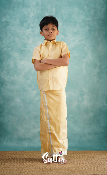 Yazhan - Sandal Shade Veshti Sattai Kids-Suttis