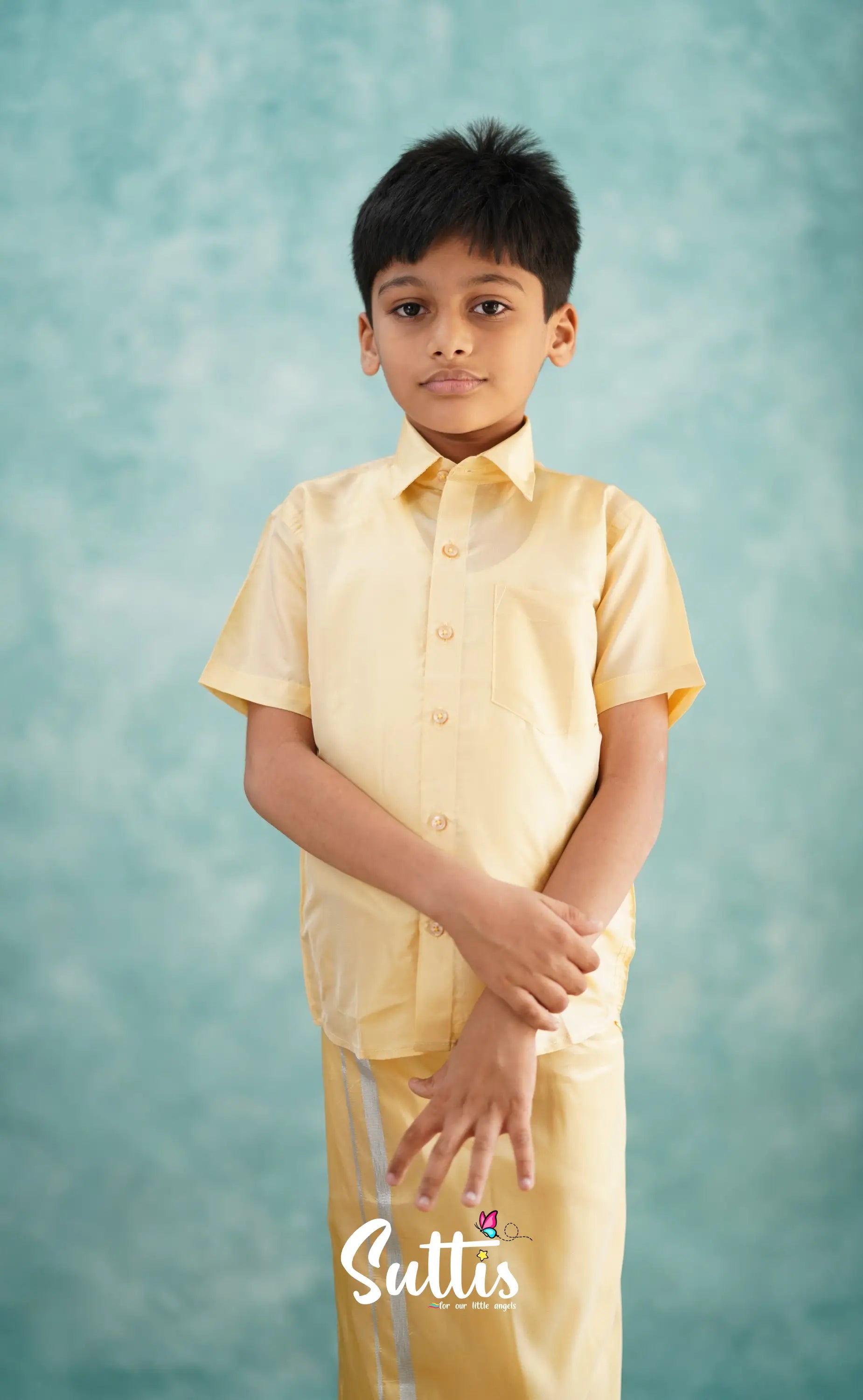 Yazhan - Sandal Shade Veshti Sattai Kids-Suttis