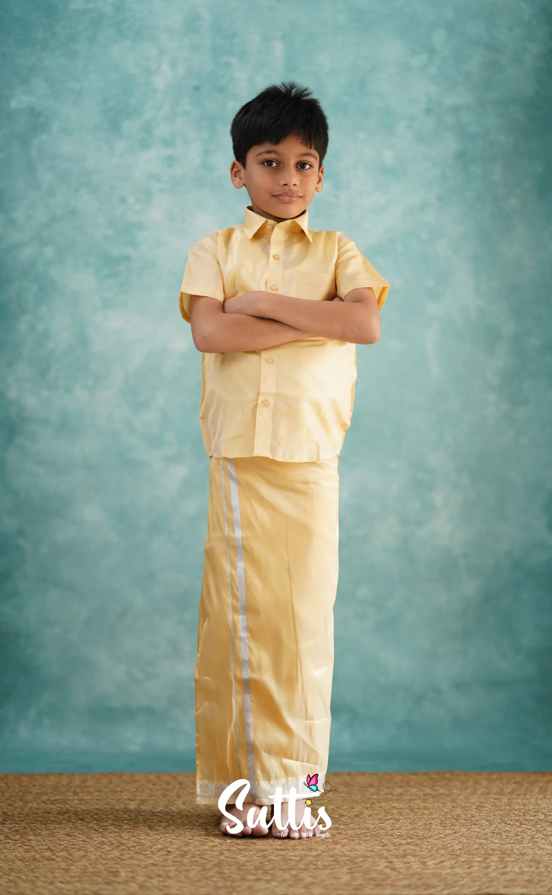 Yazhan - Sandal Shade Veshti Sattai Kids-Suttis