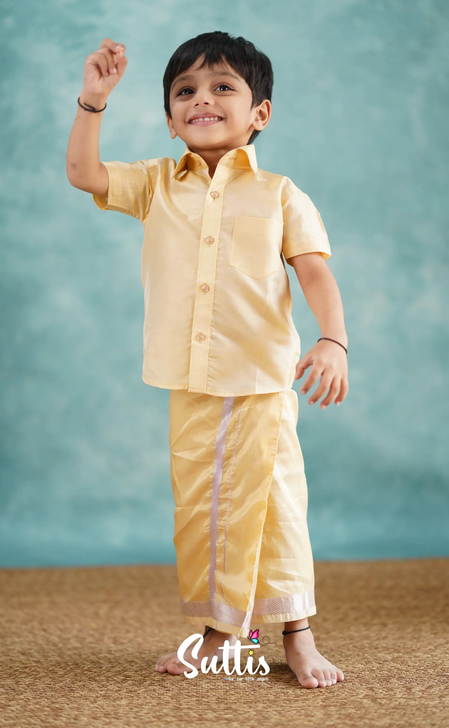 Yazhan - Sandal Shade Veshti Sattai Kids-Suttis