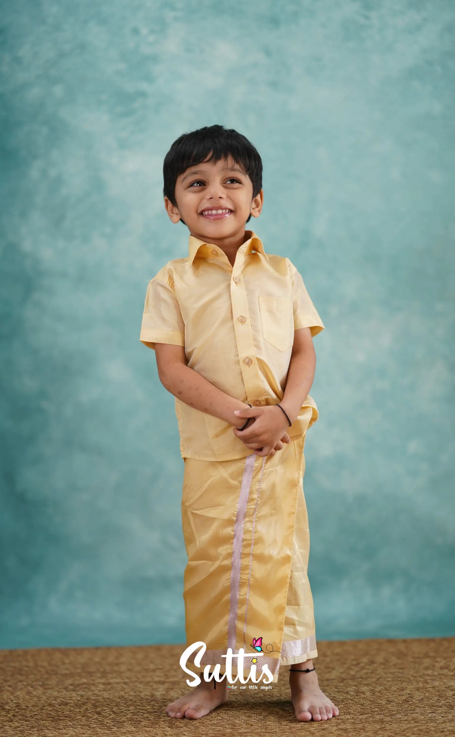 Yazhan - Sandal Shade Veshti Sattai Kids-Suttis