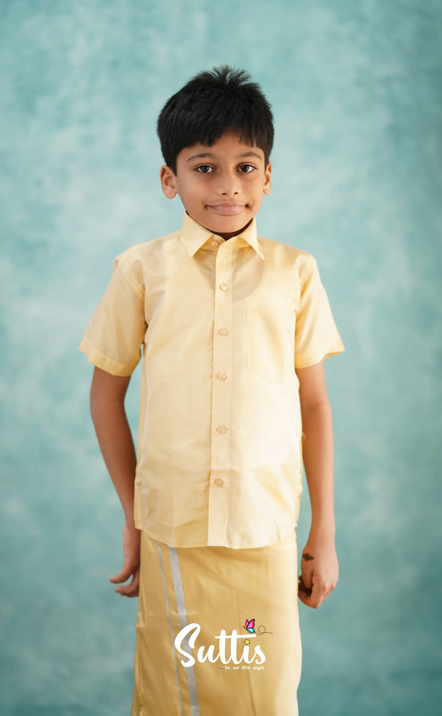 Yazhan - Sandal Shade Veshti Sattai Kids-Suttis