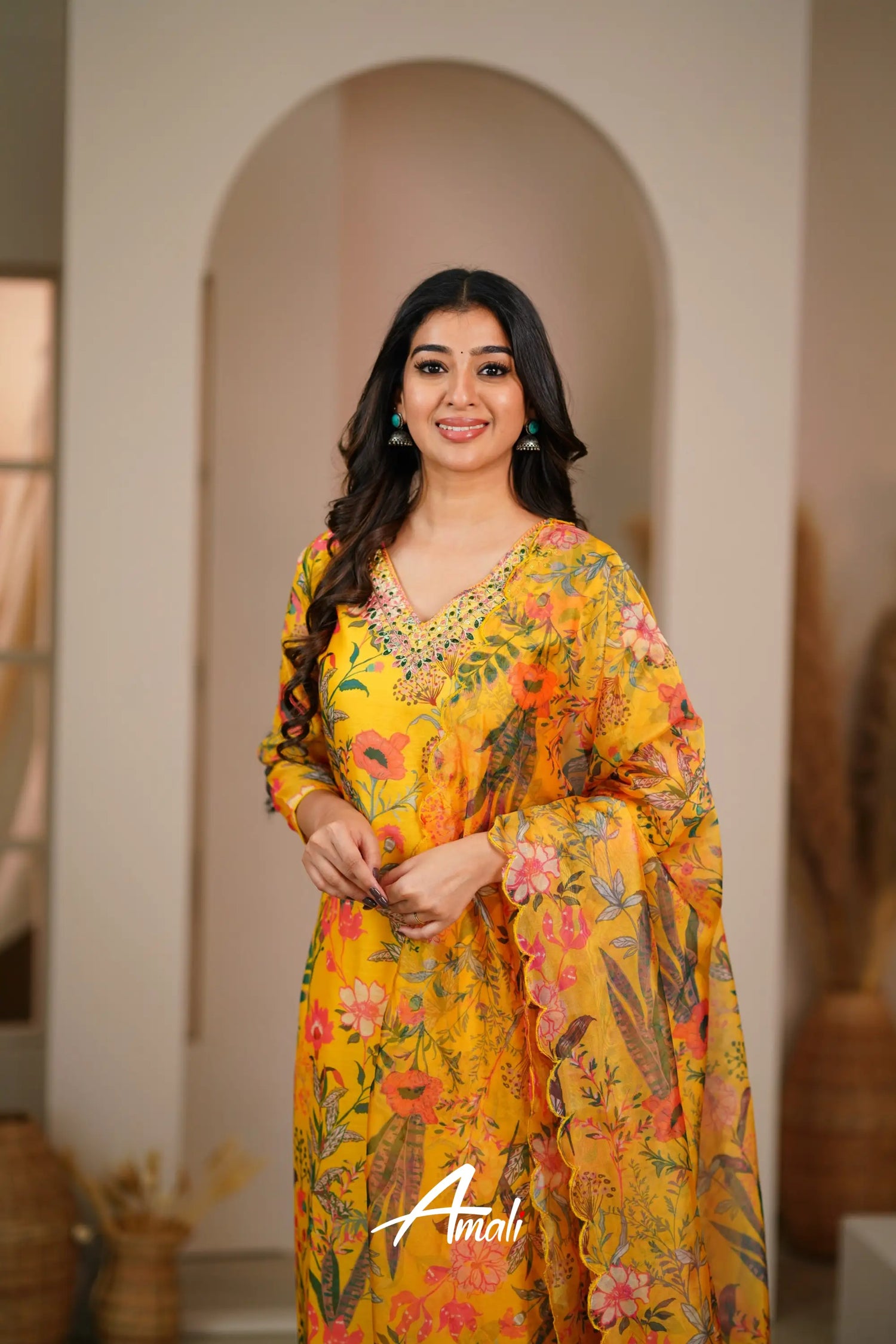 Yellow Chanderi Salwar Anarkalis