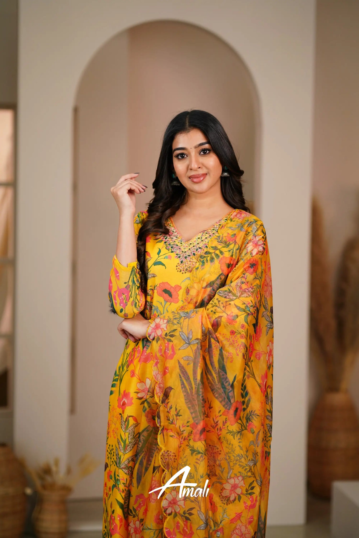 Yellow Chanderi Salwar Anarkalis