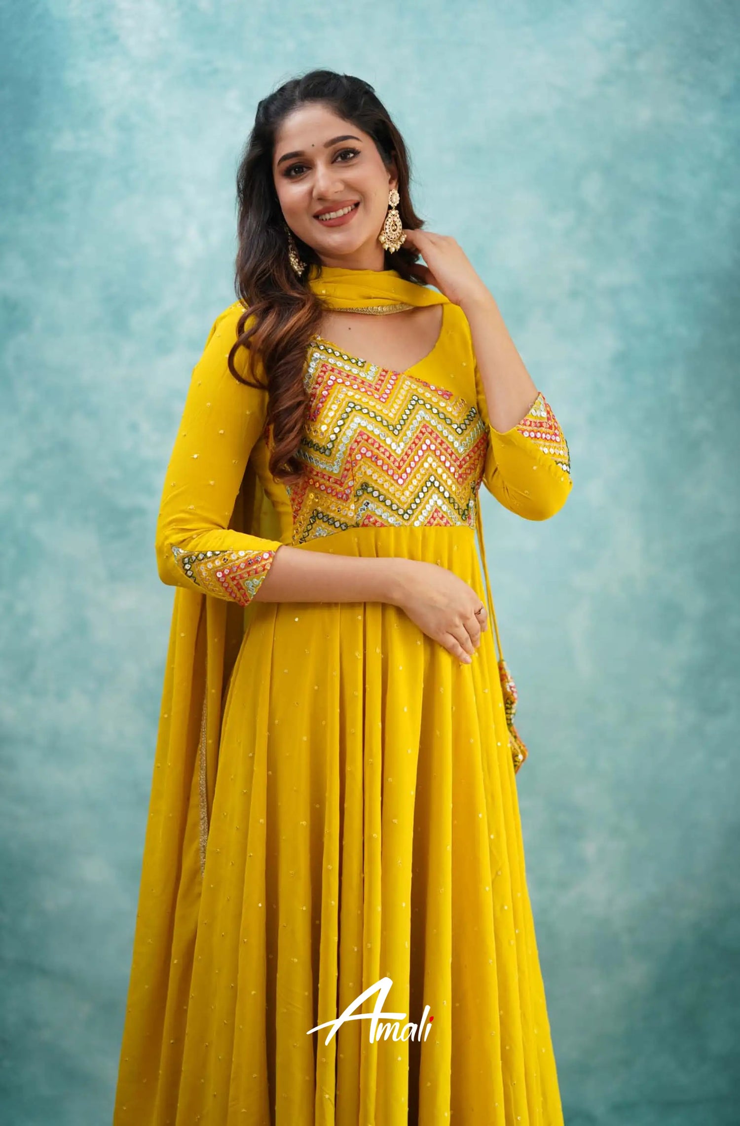 Yellow Georgette Anarkali Anarkalis