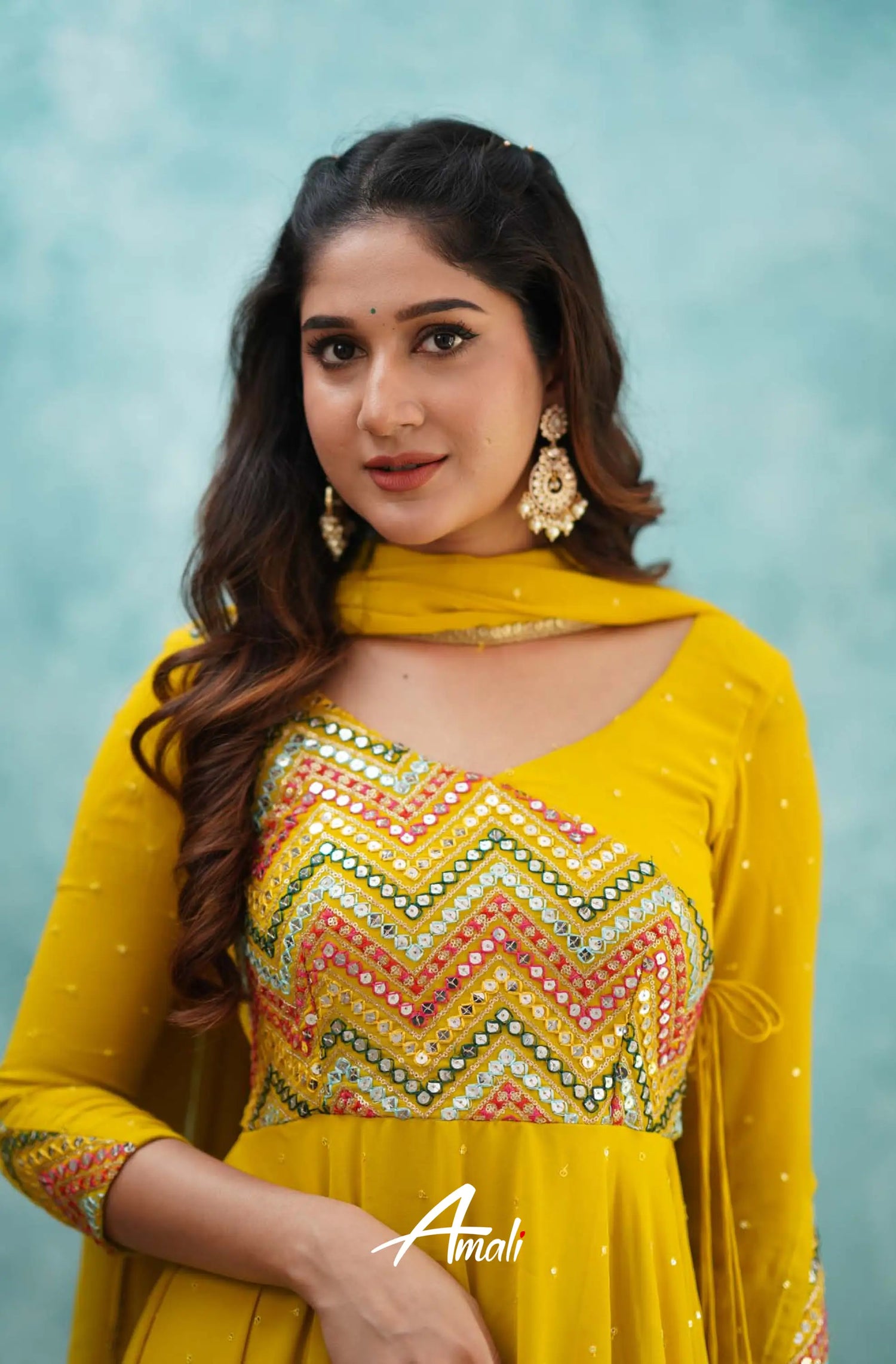 Yellow Georgette Anarkali Anarkalis