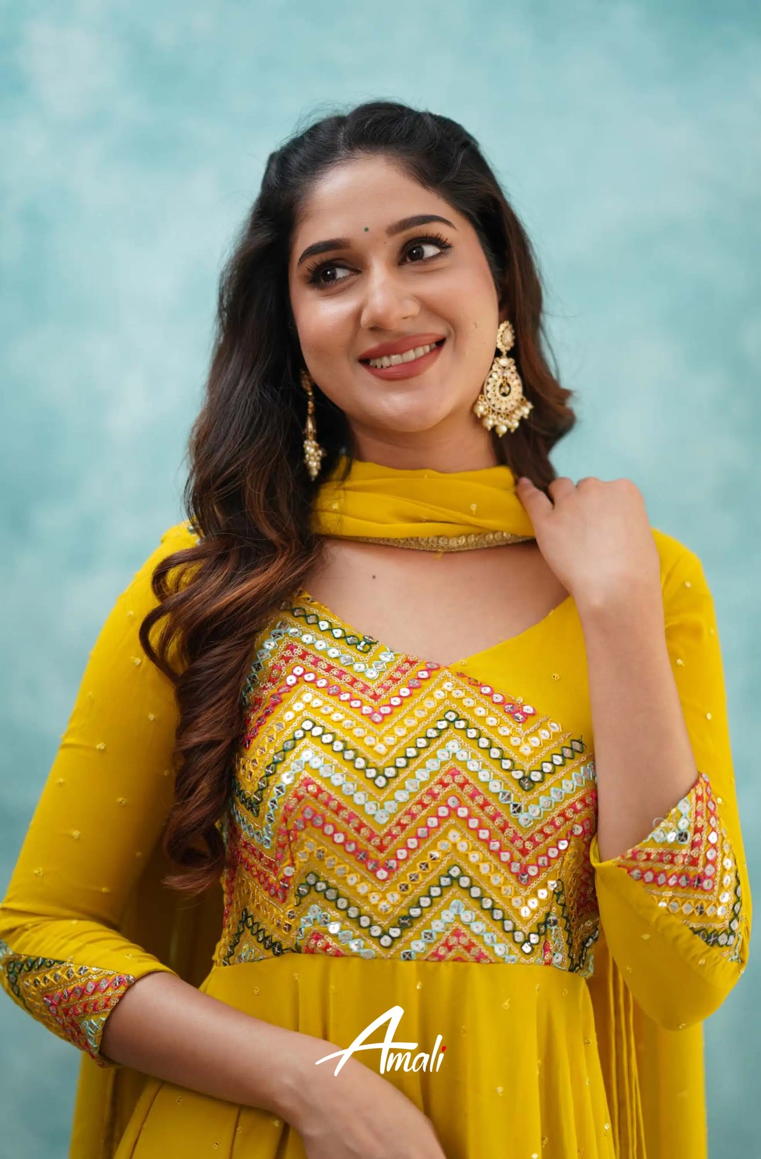 Yellow Georgette Anarkali Anarkalis