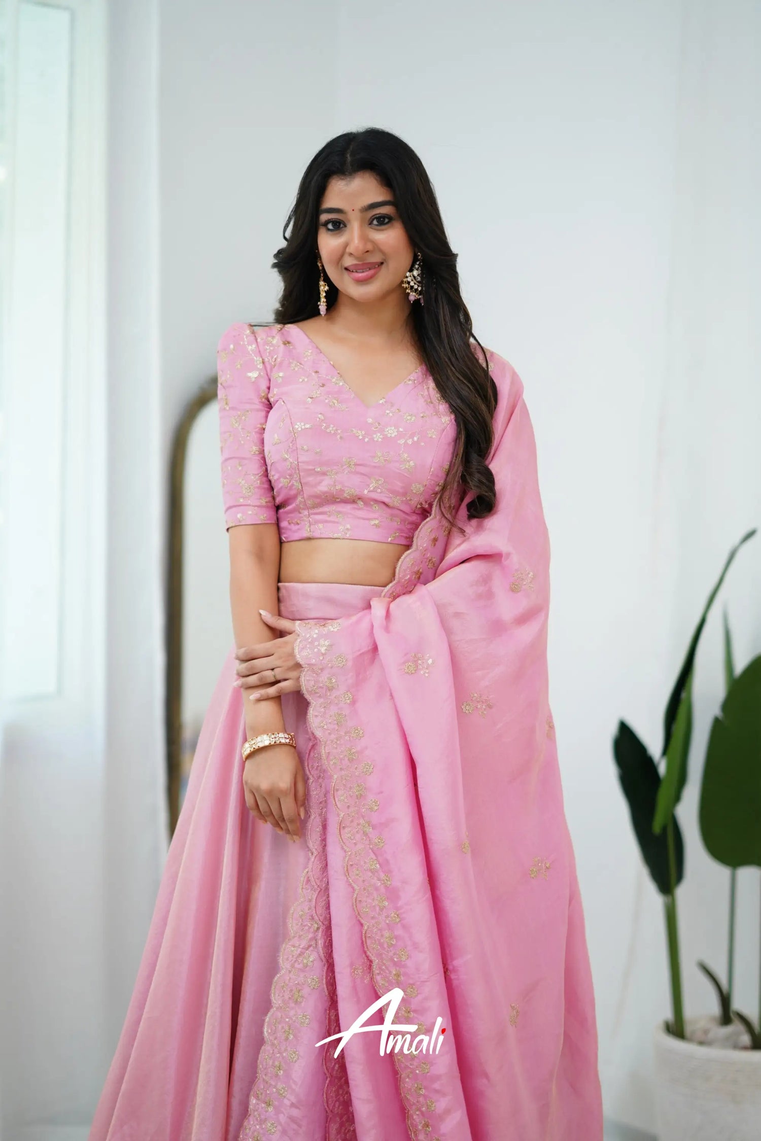 Zaara - Crop Top And Skirt Baby Pink Crop Top Skirts