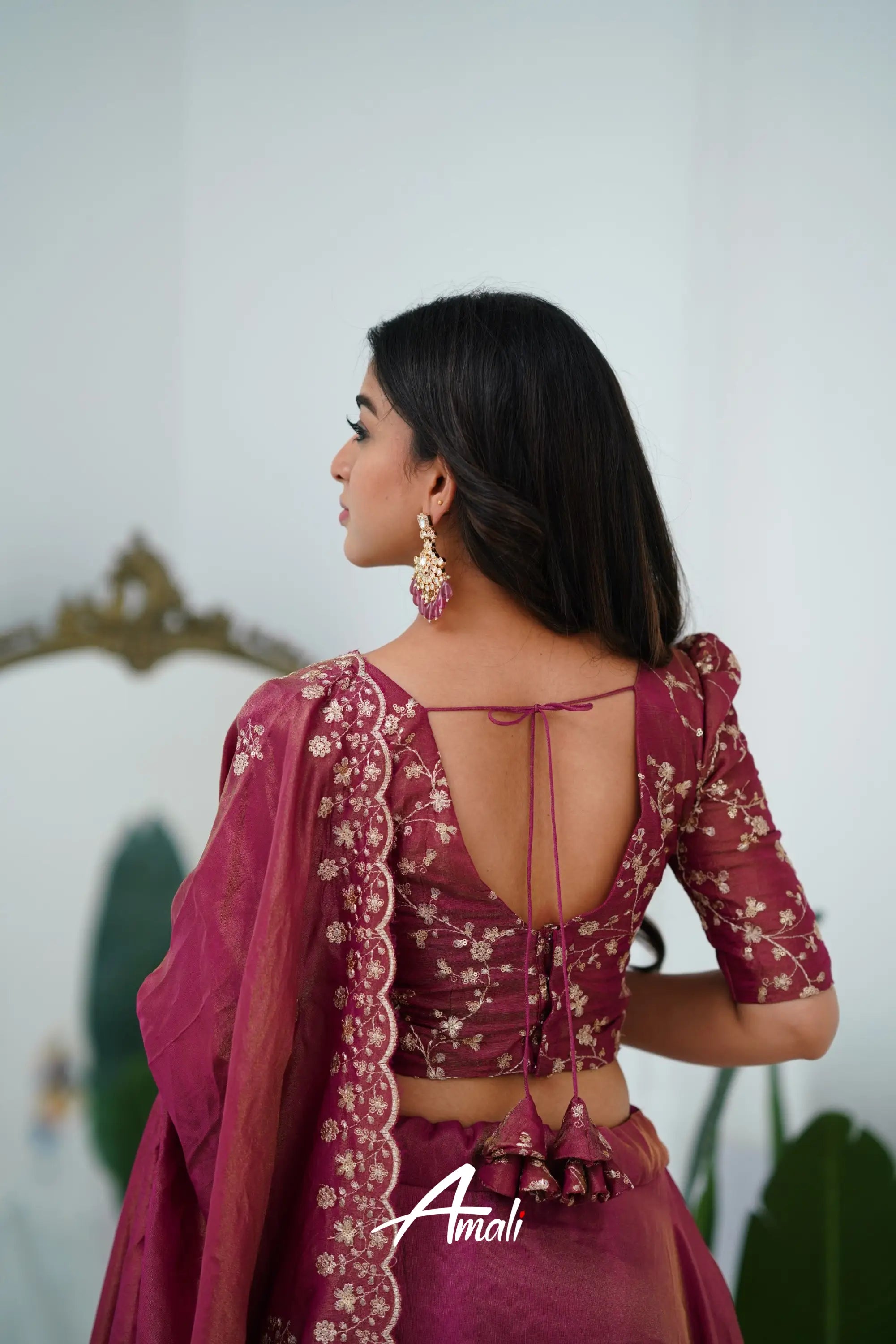 Zaara - Crop Top And Skirt Burgundy Crop Top Skirts