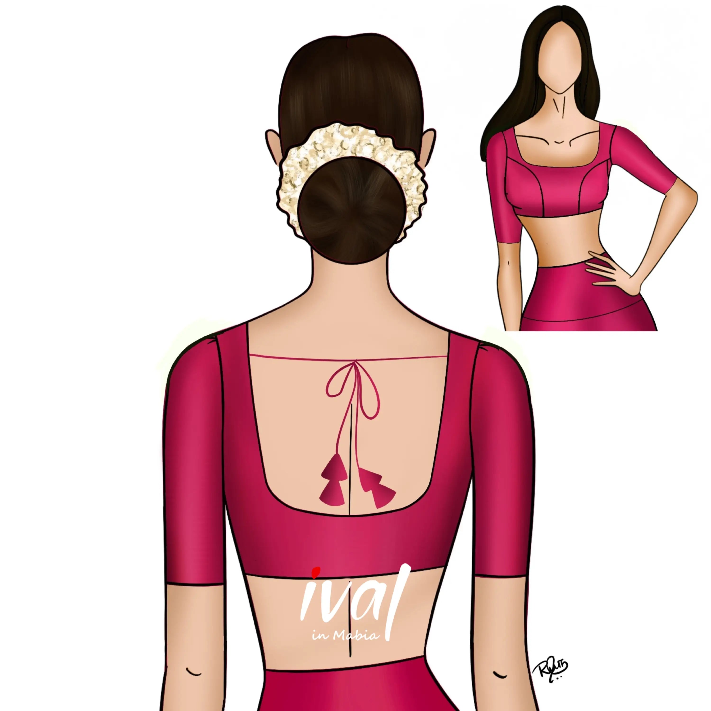 Zaara - Crop Top And Skirt Dark Pink Crop Top Skirts