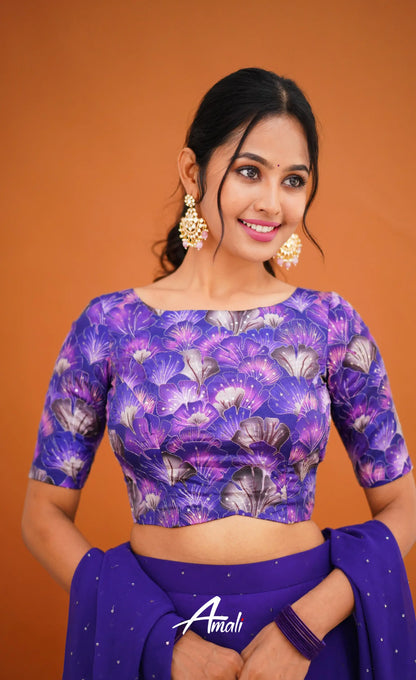 Zaara - Crop Top And Skirt Dark Purple Crop Top Skirts