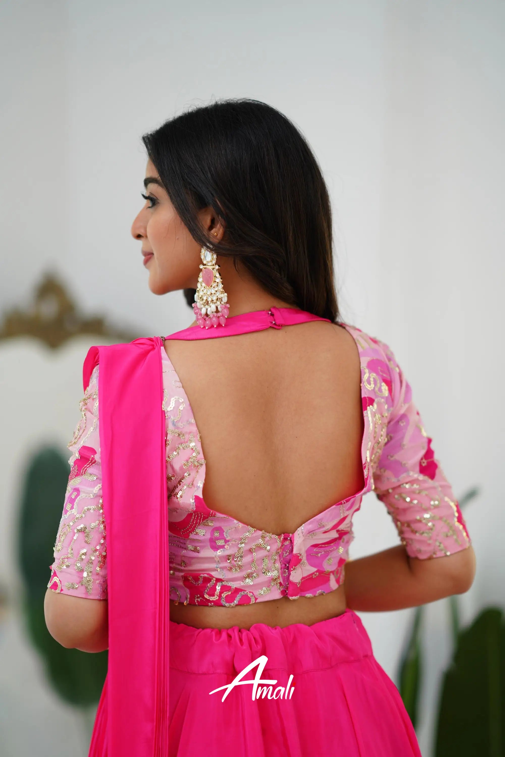 Zaara - Crop Top And Skirt Hot Pink Crop Top Skirts