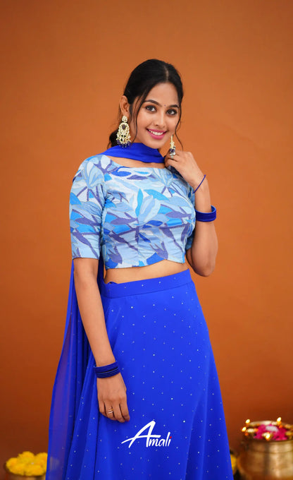 Zaara - Crop Top And Skirt Ink Blue Crop Top Skirts