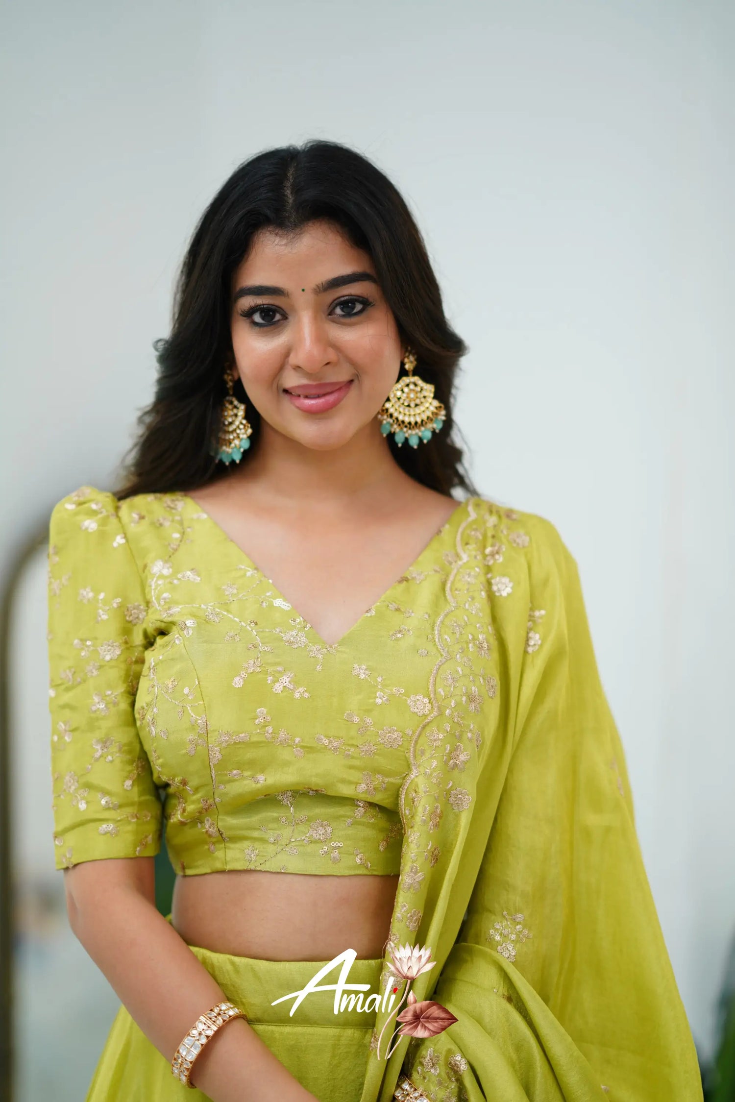 Zaara - Crop Top And Skirt Lime Green Crop Top Skirts