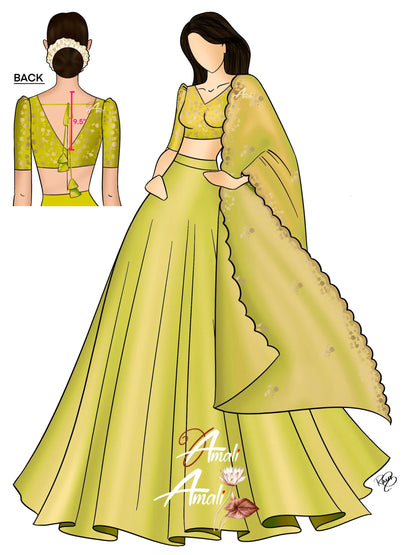 Zaara - Crop Top And Skirt Lime Green Crop Top Skirts