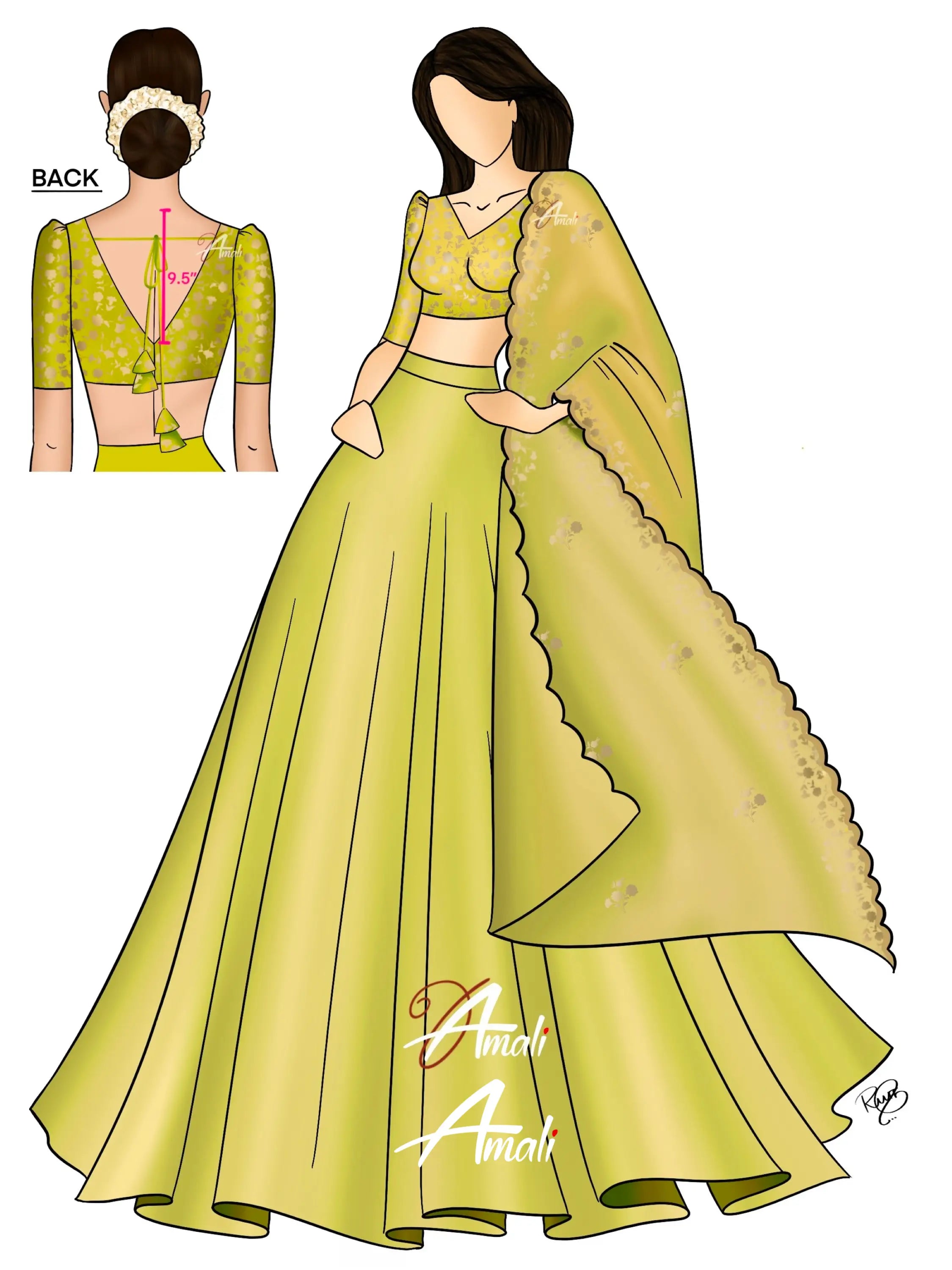 Zaara - Crop Top And Skirt Lime Green Crop Top Skirts