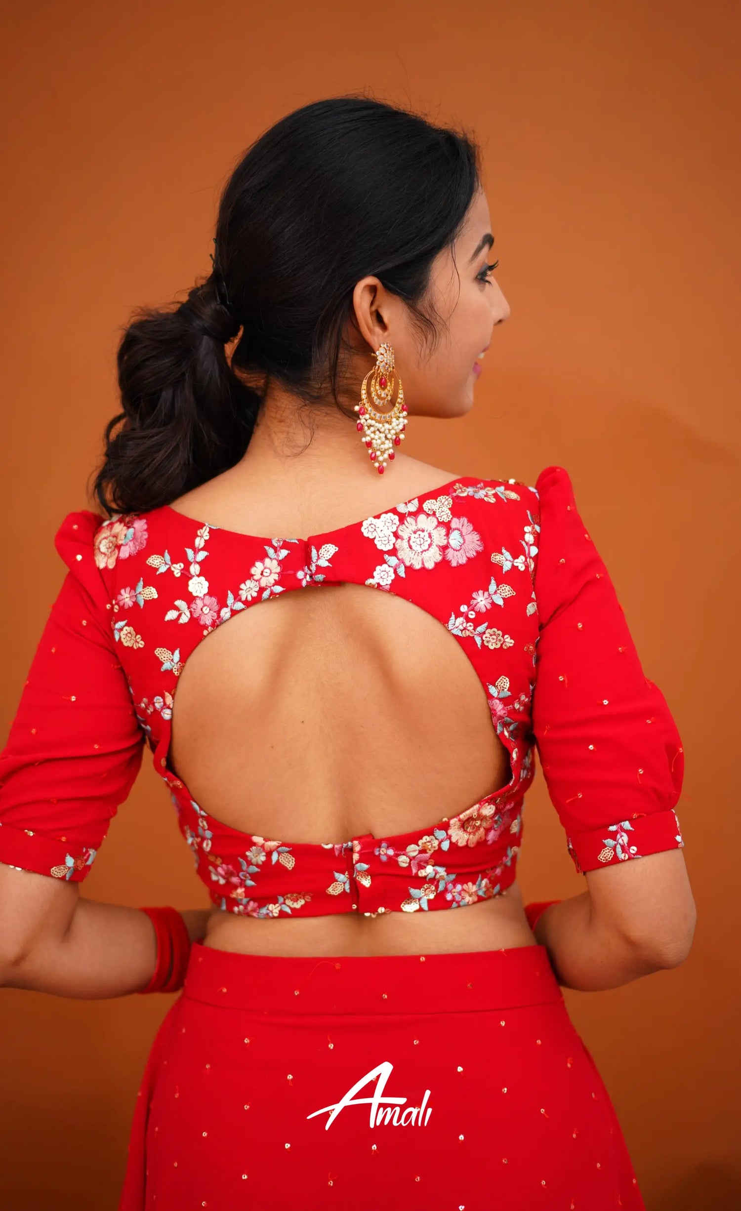 Zaara - Crop Top And Skirt Red Crop Top Skirts