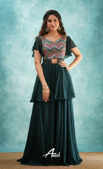 Zaara - Dark Green Top And Skirt