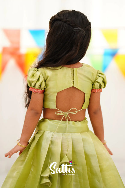 Zara Croptop &amp; Skirt - Pastel Green Kids-Suttis