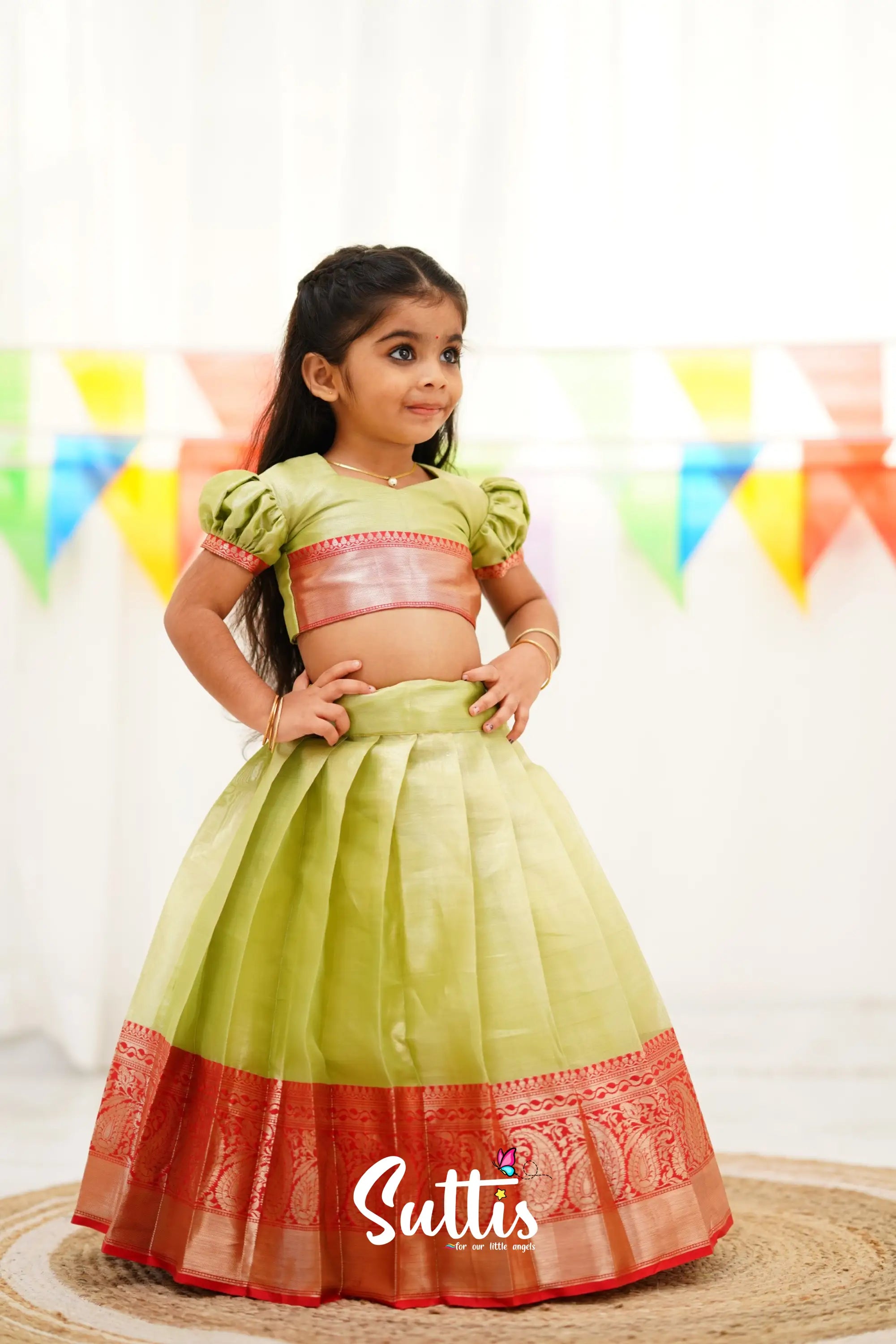 Zara Croptop &amp; Skirt - Pastel Green Kids-Suttis