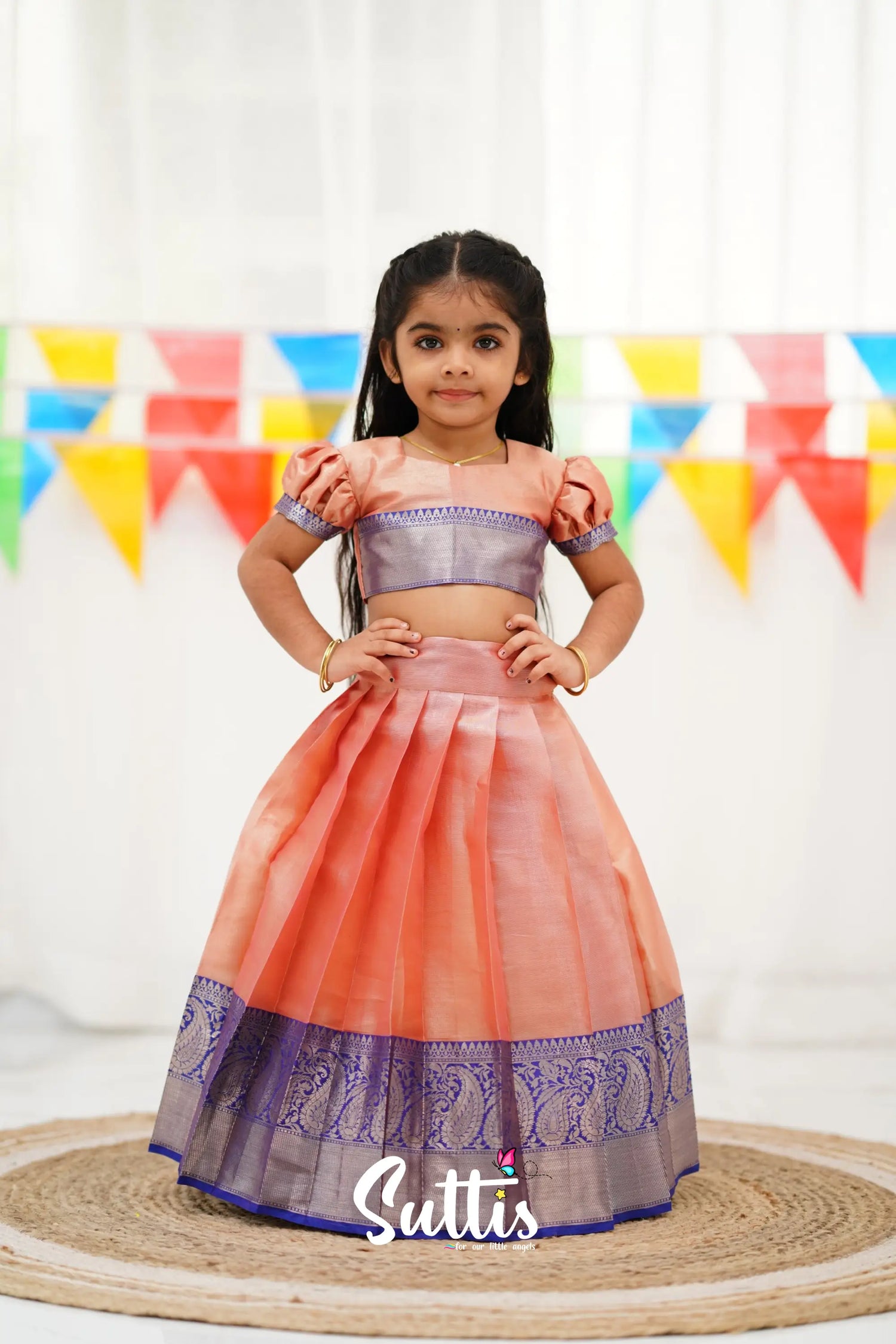 Zara Croptop &amp; Skirt - Peach Kids-Suttis