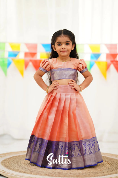 Zara Croptop &amp; Skirt - Peach Kids-Suttis