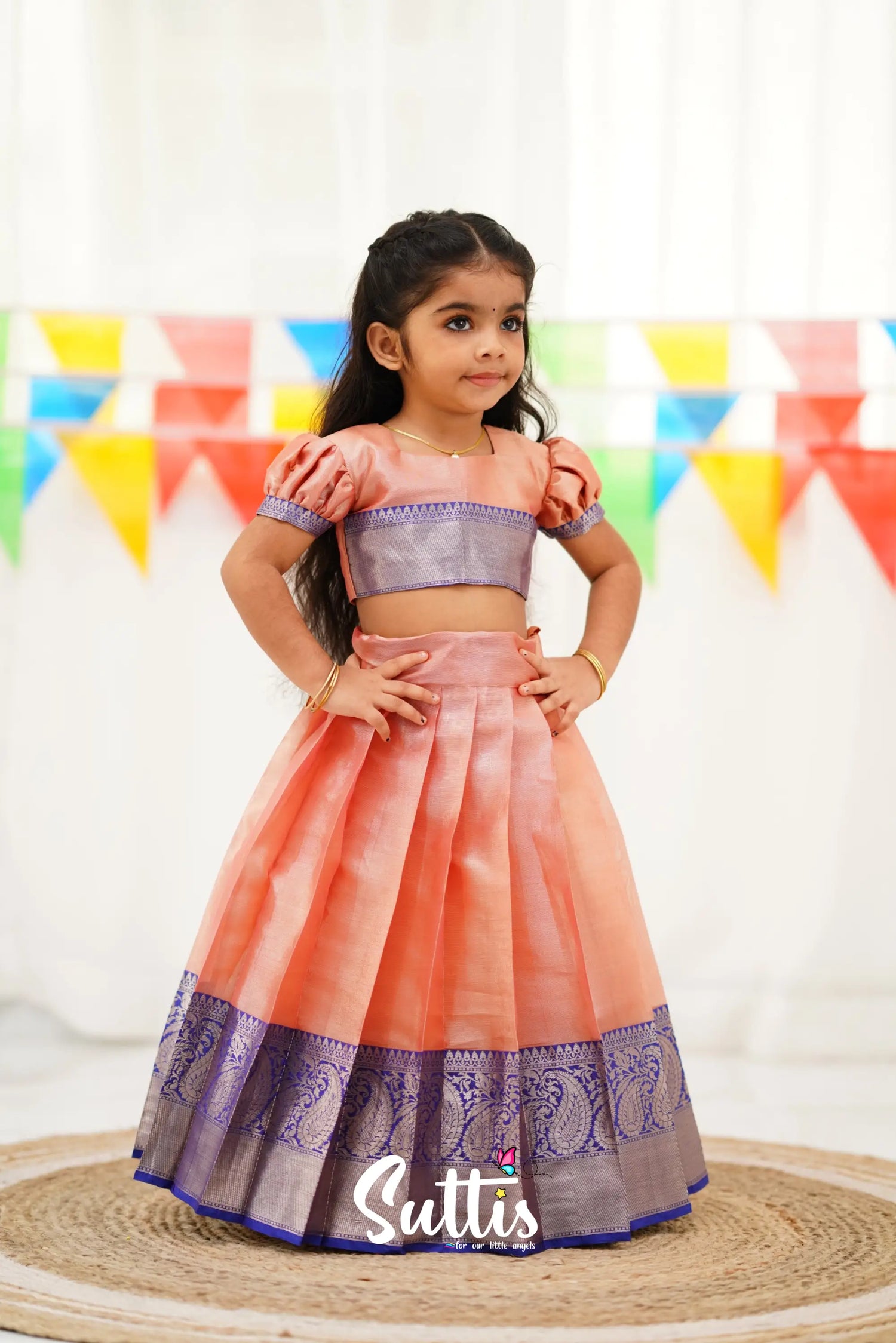 Zara Croptop &amp; Skirt - Peach Kids-Suttis