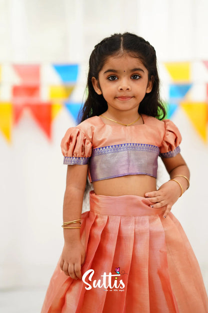 Zara Croptop &amp; Skirt - Peach Kids-Suttis