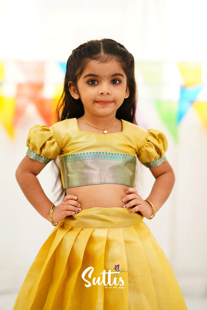 Zara Croptop &amp; Skirt - Yellow Kids-Suttis