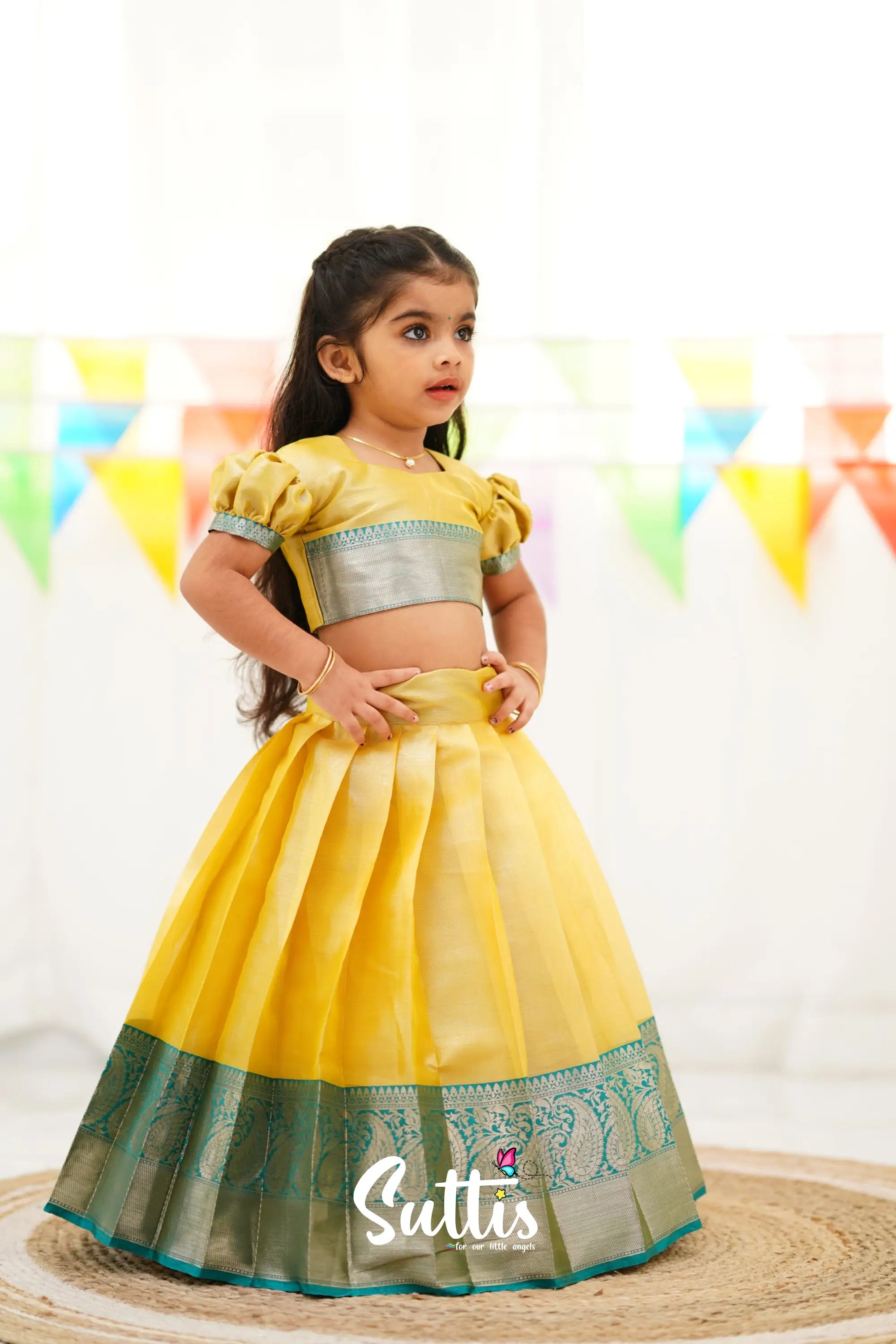 Zara Croptop &amp; Skirt - Yellow Kids-Suttis