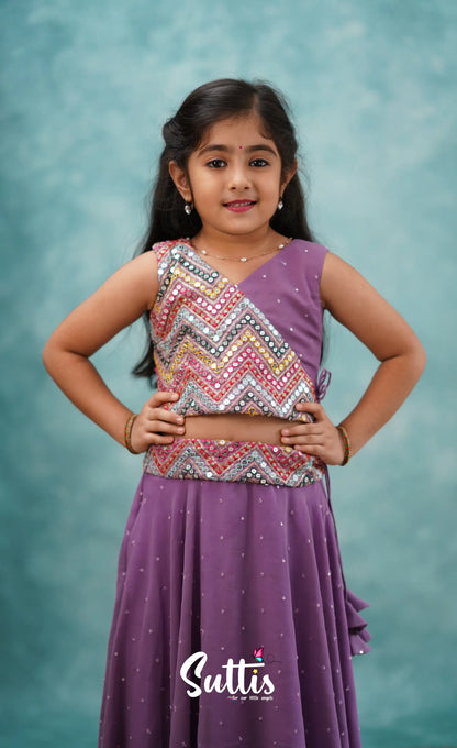 Zara - Lavender Crop Top And Skirt Kids-Suttis
