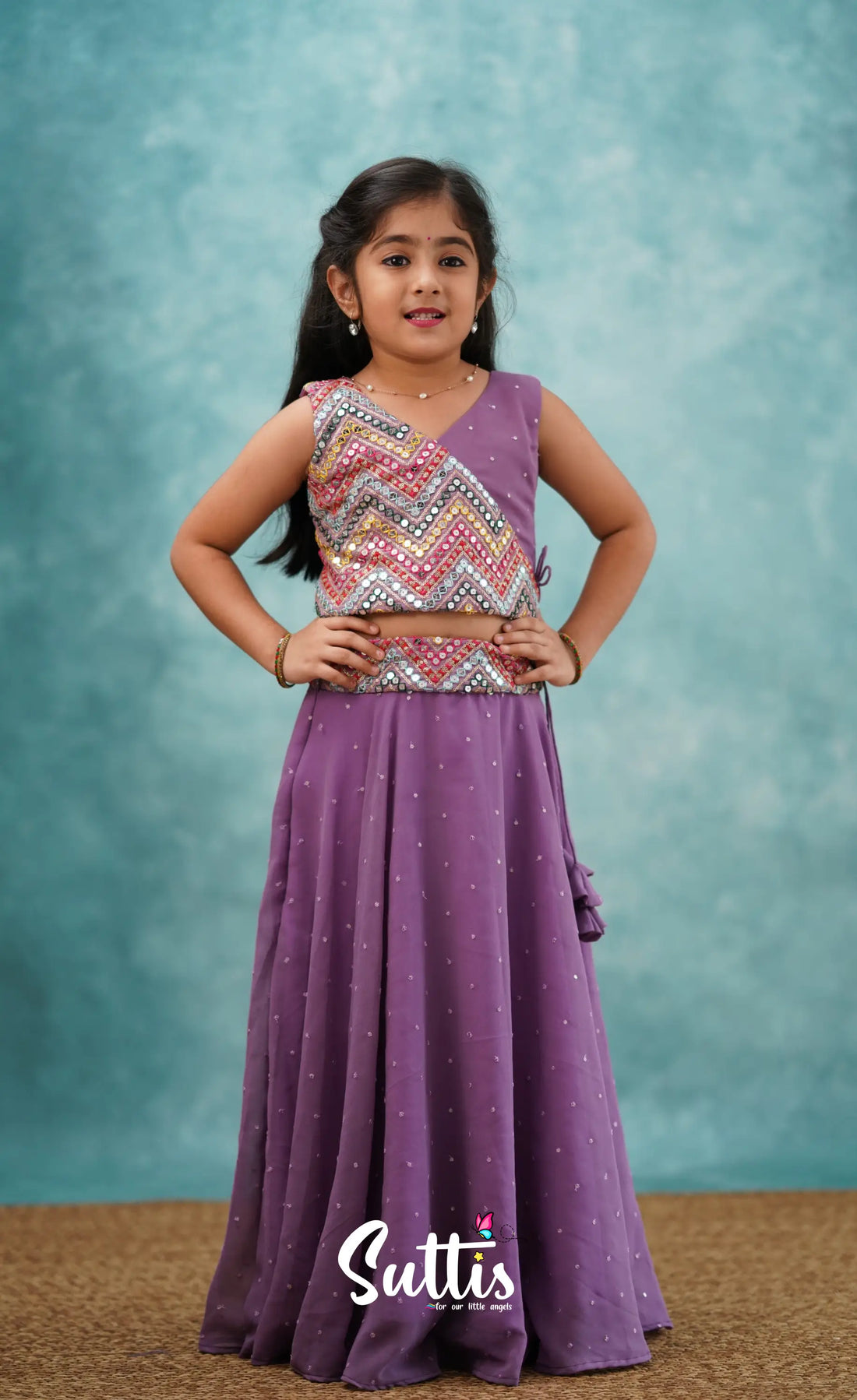 Zara - Lavender Crop Top And Skirt Kids-Suttis