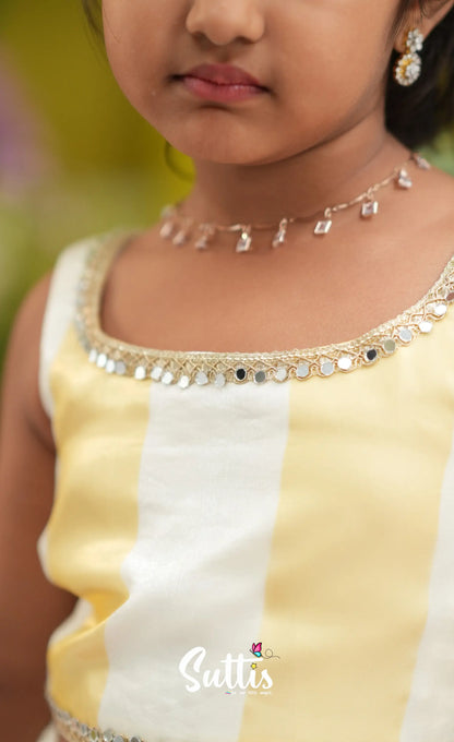 Zara - Milky white and Gold Crop Top and Skirt - Kids-Suttis