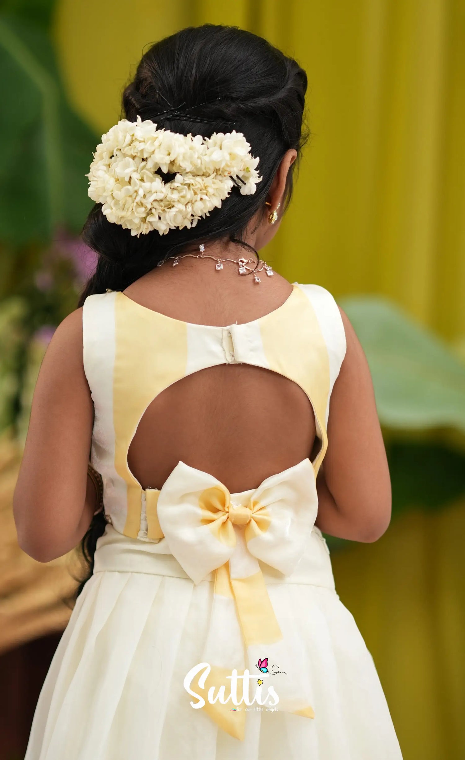 Zara - Milky white and Gold Crop Top and Skirt - Kids-Suttis