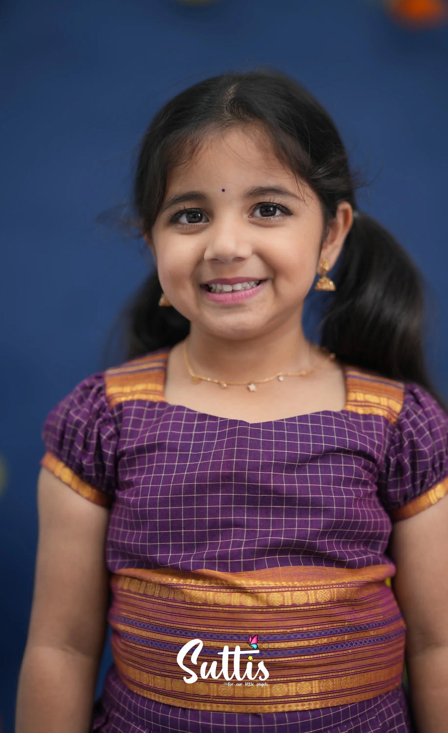 Zara Purple and Mustard Orange Crop Top and Skirt Kids-Suttis