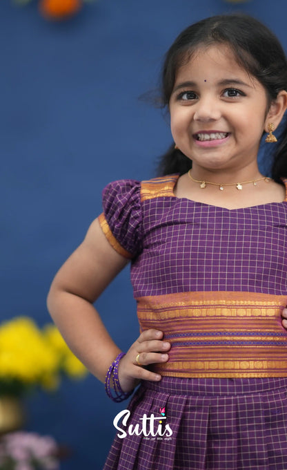 Zara Purple and Mustard Orange Crop Top and Skirt Kids-Suttis