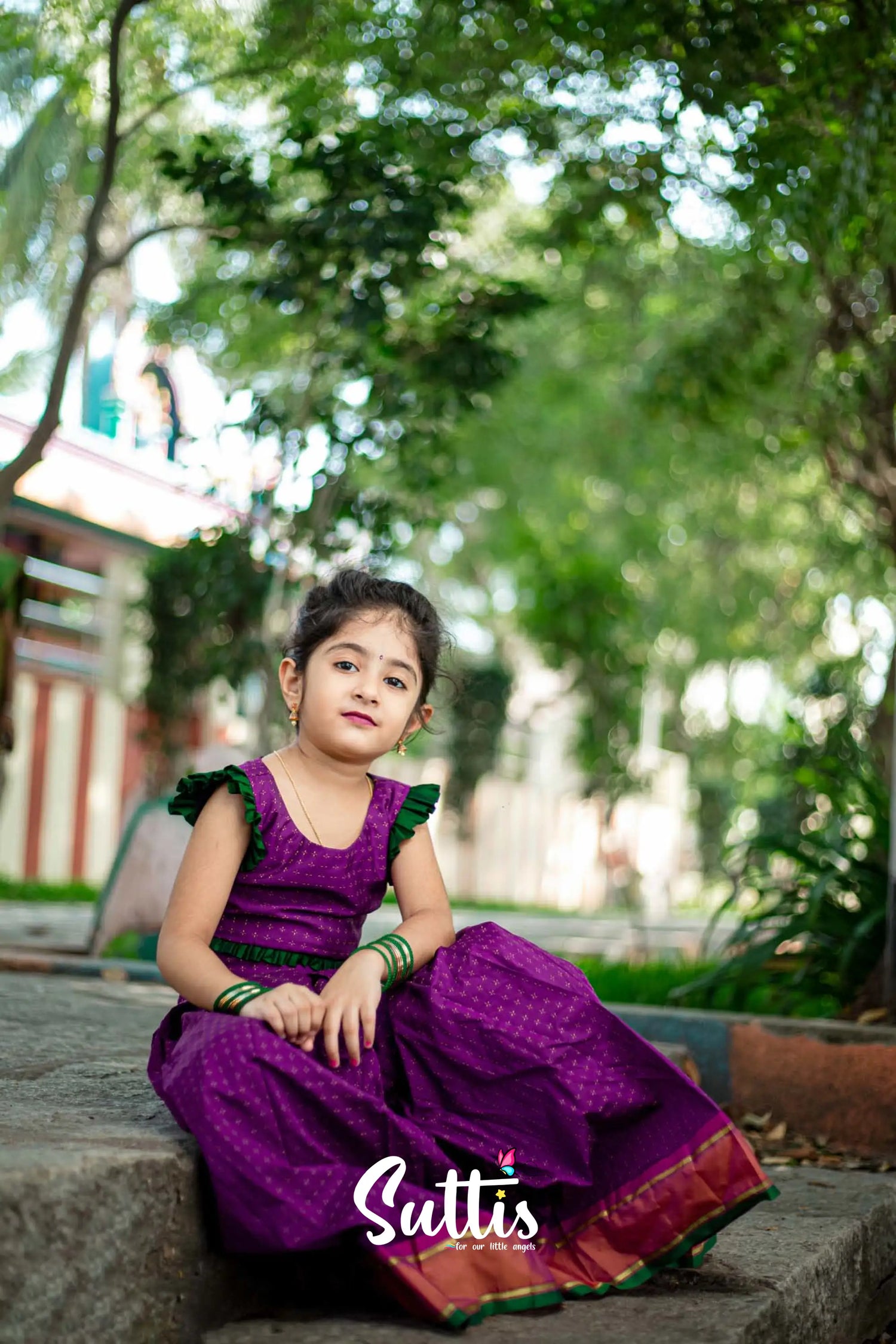 Zara - Purple Sico Silk Crop Top And Skirt Kids-Suttis