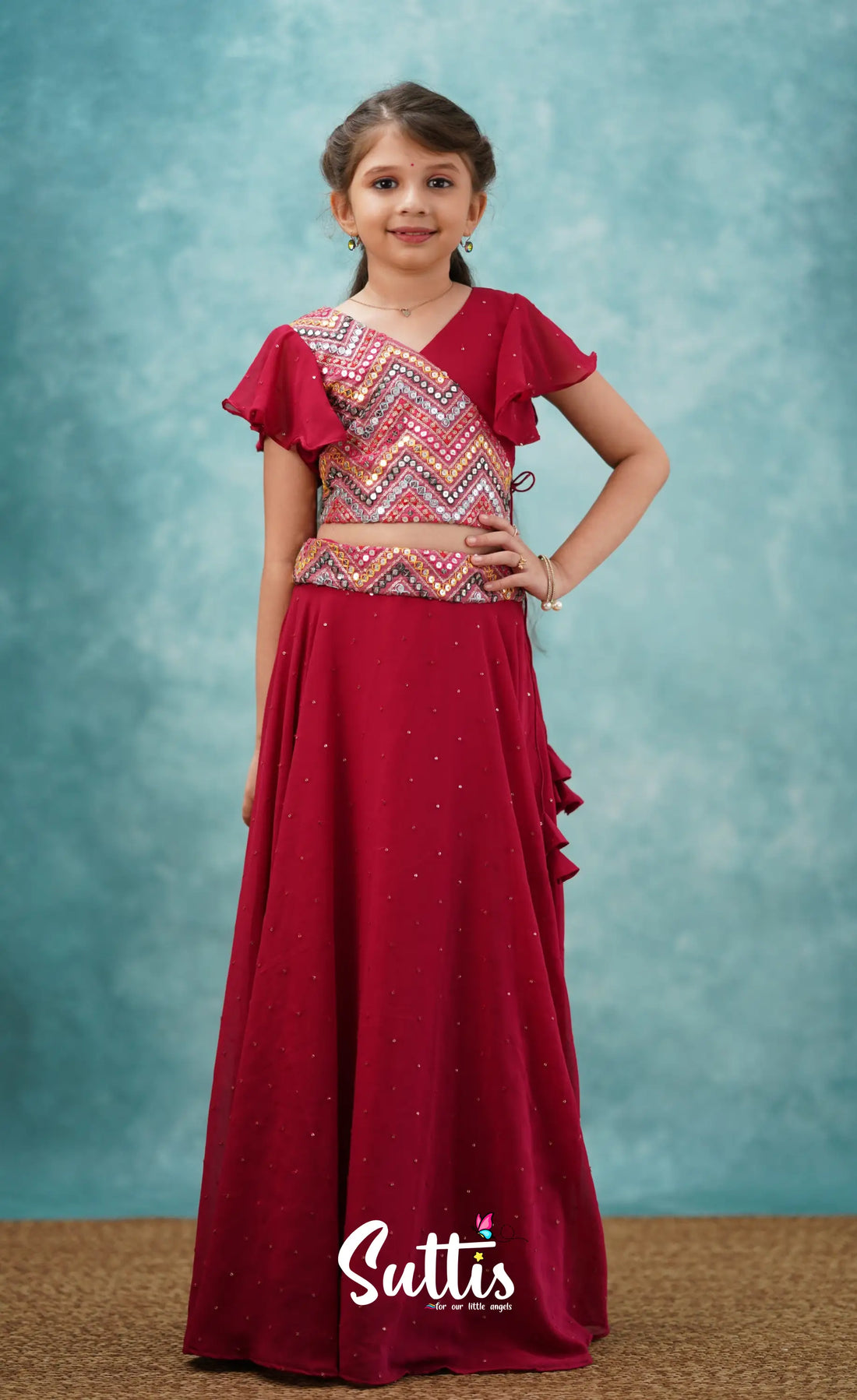 Zara - Red Crop Top And Skirt Kids-Suttis
