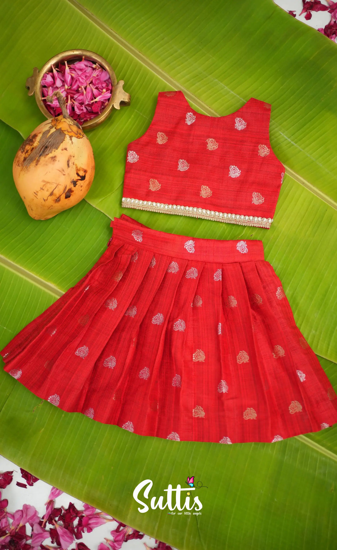 Zara - Red Crop Top and Skirt - Kids-Suttis