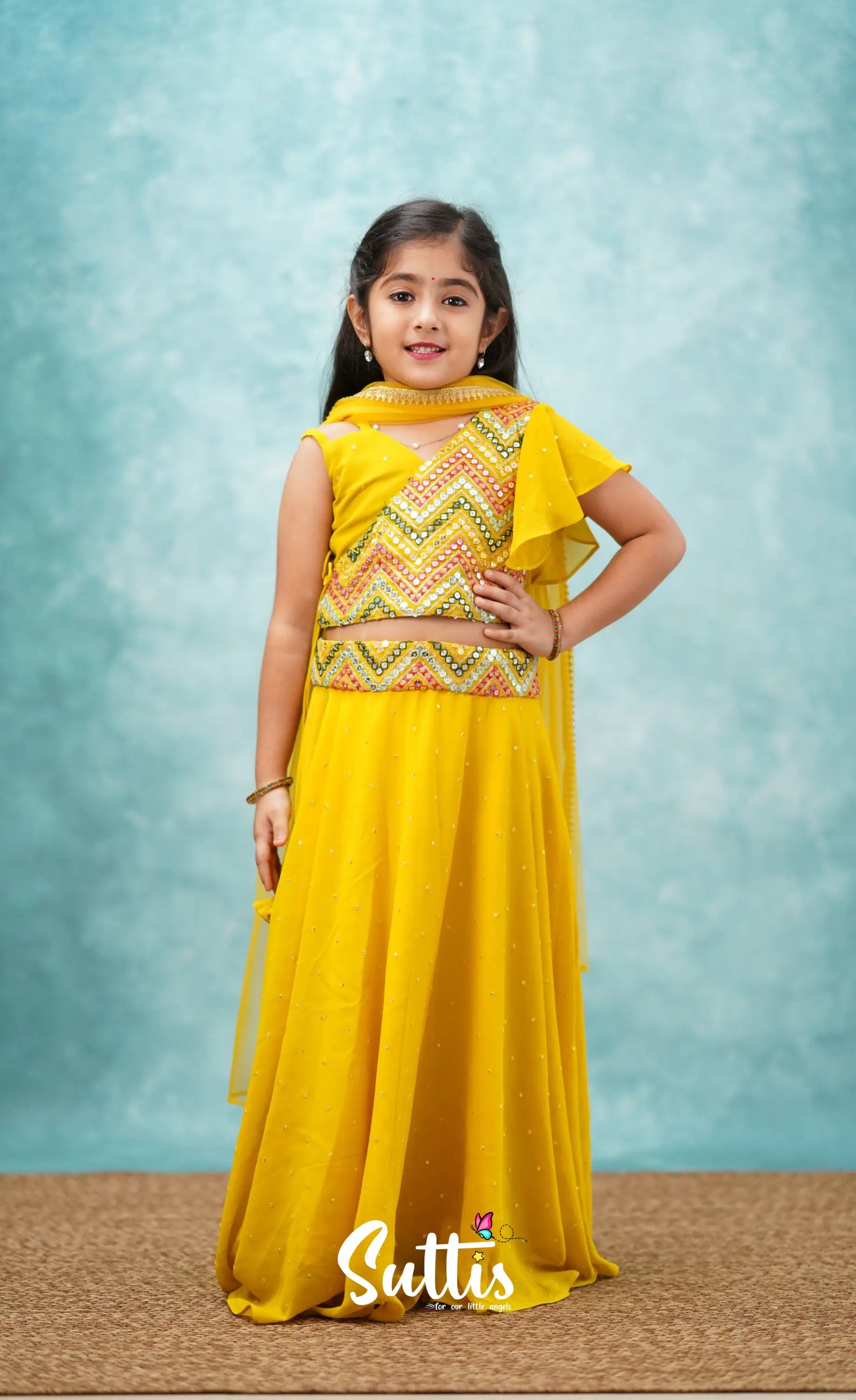 Zara - Yellow Crop Top And Skirt Kids-Suttis