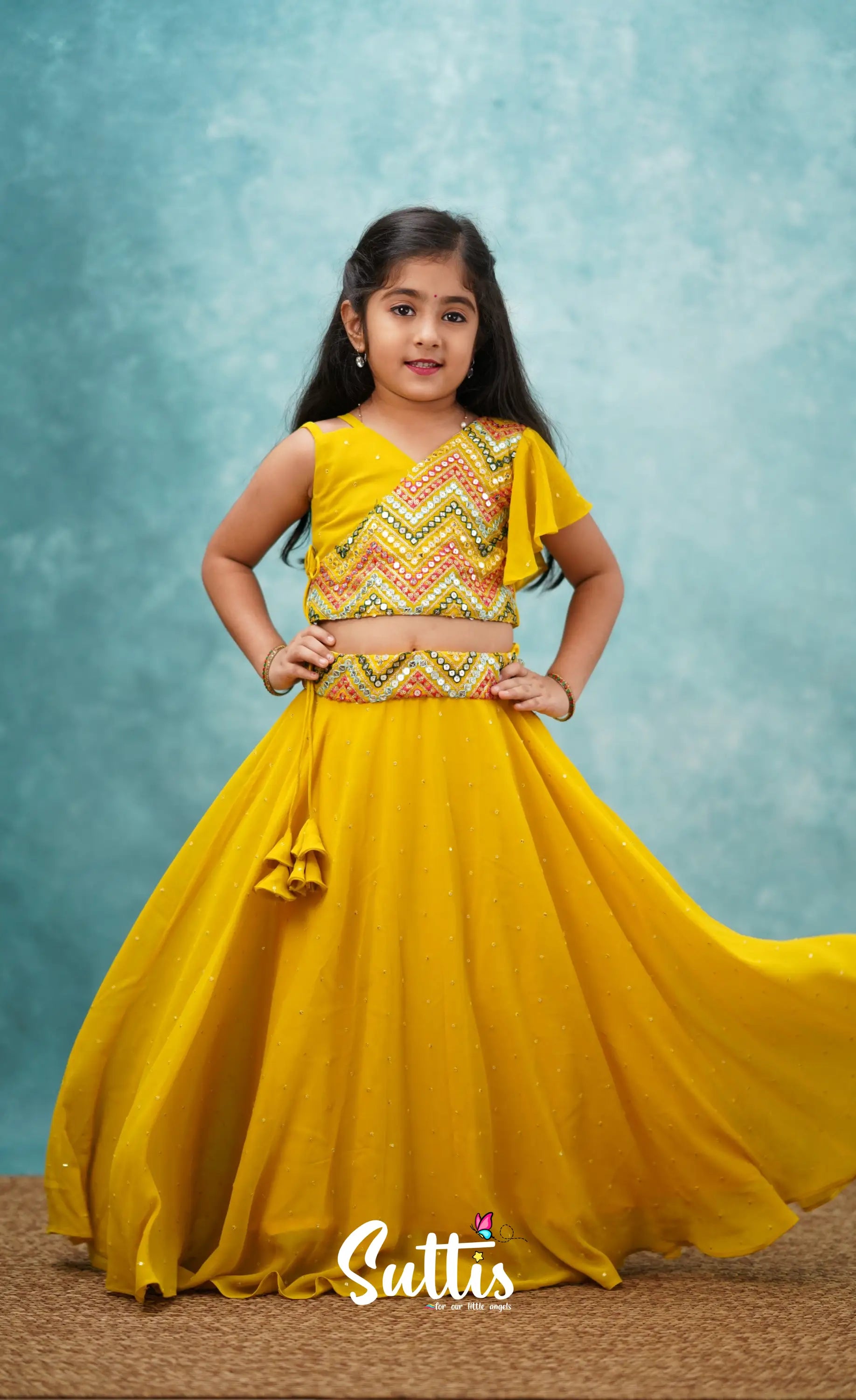 Zara - Yellow Crop Top And Skirt Kids-Suttis