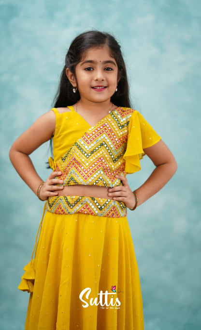 Zara - Yellow Crop Top And Skirt Kids-Suttis